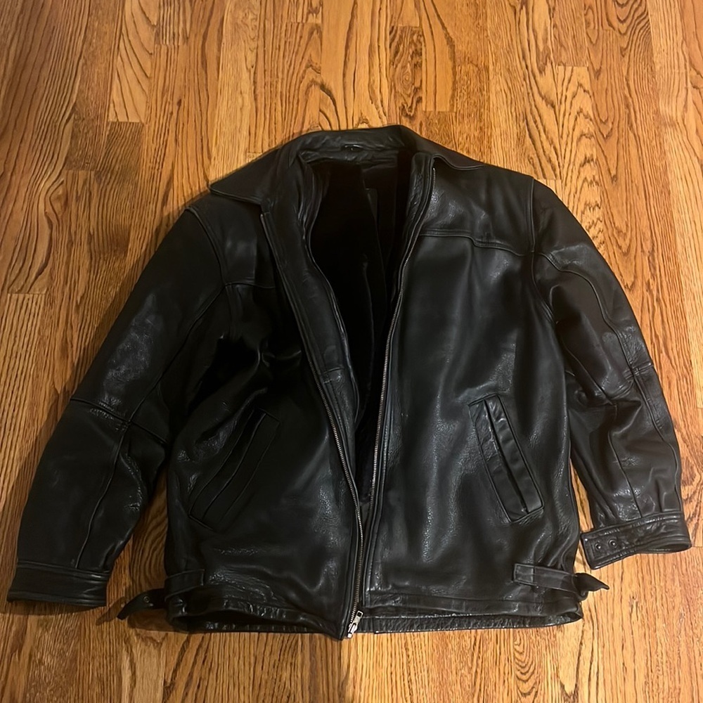 Winco Men’s Black Leather Jacket Size Large